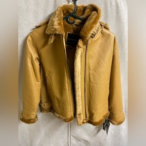 NEW women's leather coat with faux fur